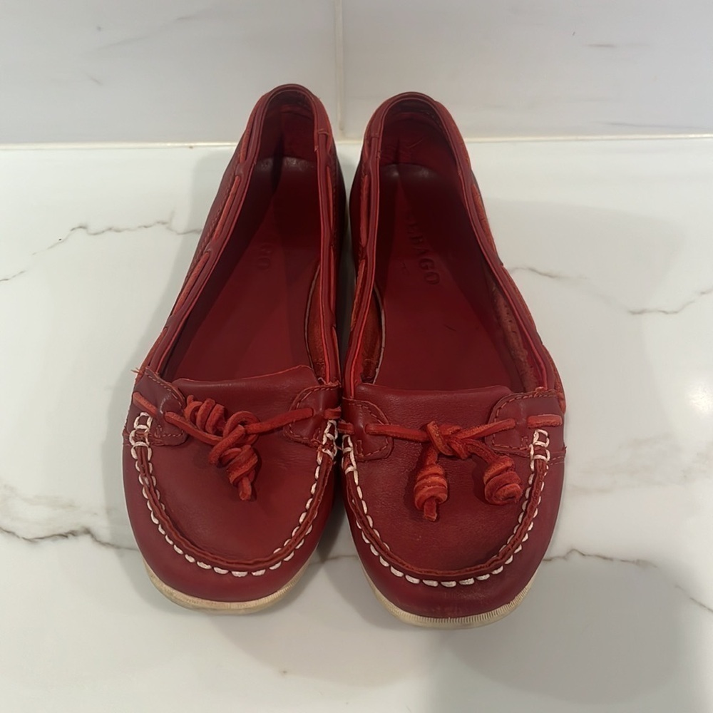 Sebago Red Leather Loafers Boat Shoes - Picture 4 of 11